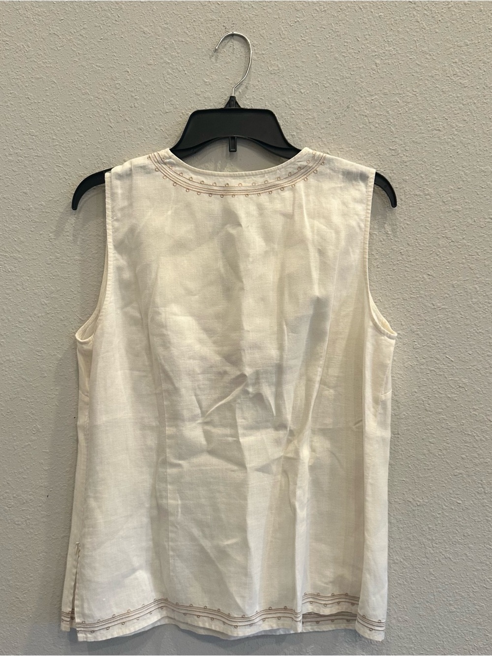 Vintage Josephine Chaus Sport Linen Embroidered Boho Tank V-Neck - Picture 2 of 3